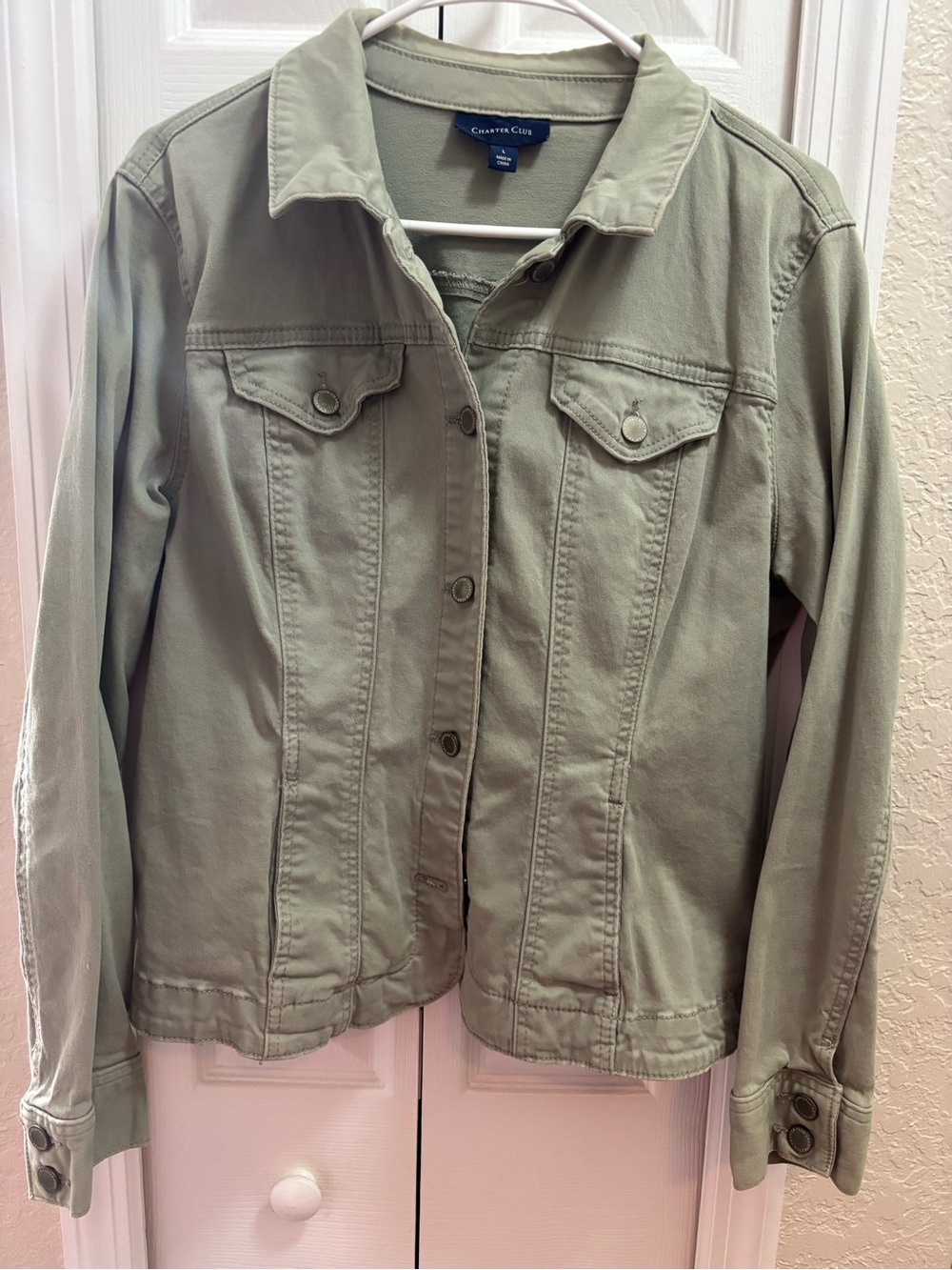 Charter Club Women's Olive Green Button-Front Jacket